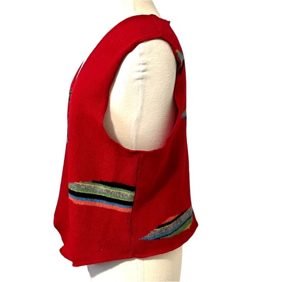 Wool Women’s Cambridge Dry Goods Southwestern Serape Pattern Zip up Vest - Picture 5 of 10